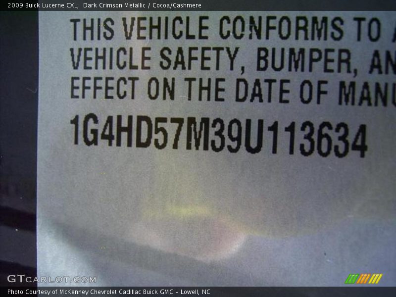 Dark Crimson Metallic / Cocoa/Cashmere 2009 Buick Lucerne CXL