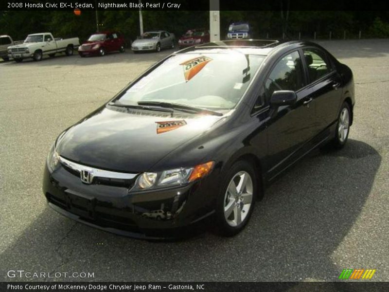 Nighthawk Black Pearl / Gray 2008 Honda Civic EX-L Sedan