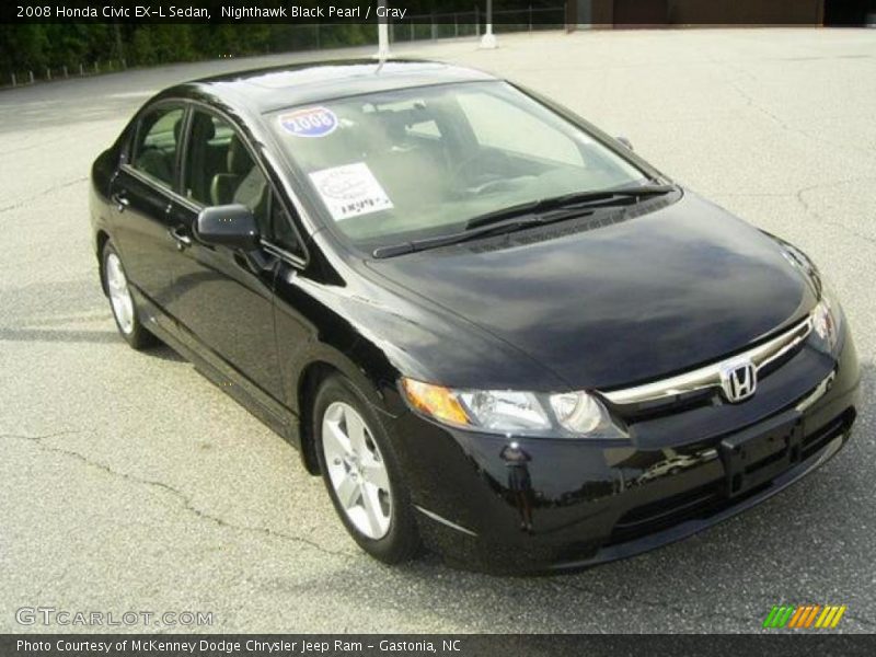 Nighthawk Black Pearl / Gray 2008 Honda Civic EX-L Sedan