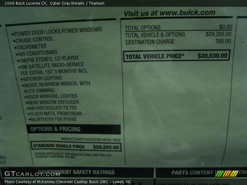 Cyber Gray Metallic / Titanium 2009 Buick Lucerne CX