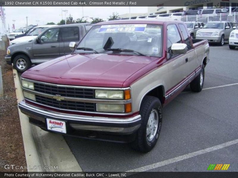 Crimson Red Metallic / Red 1992 Chevrolet C/K K1500 Extended Cab 4x4