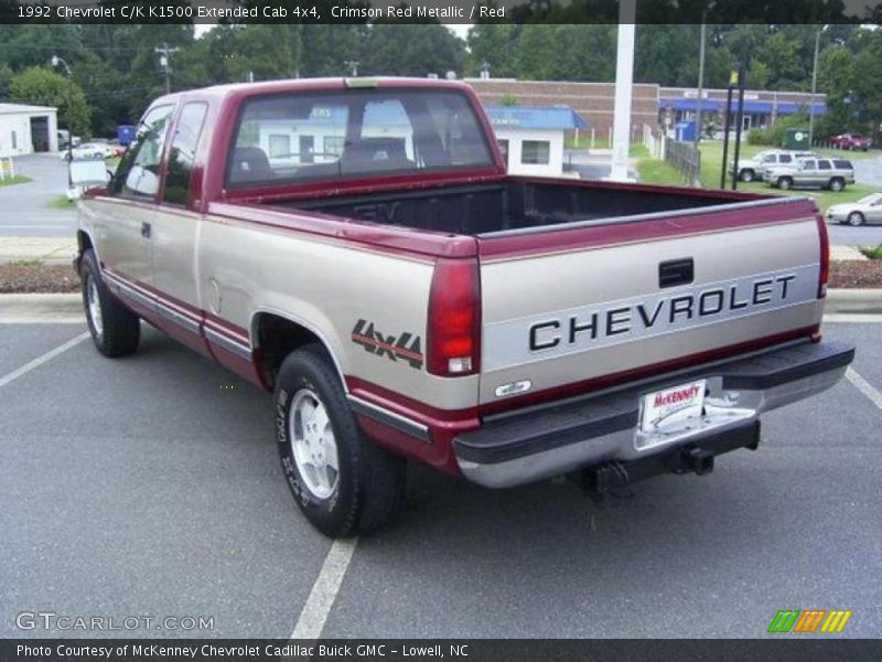Crimson Red Metallic / Red 1992 Chevrolet C/K K1500 Extended Cab 4x4
