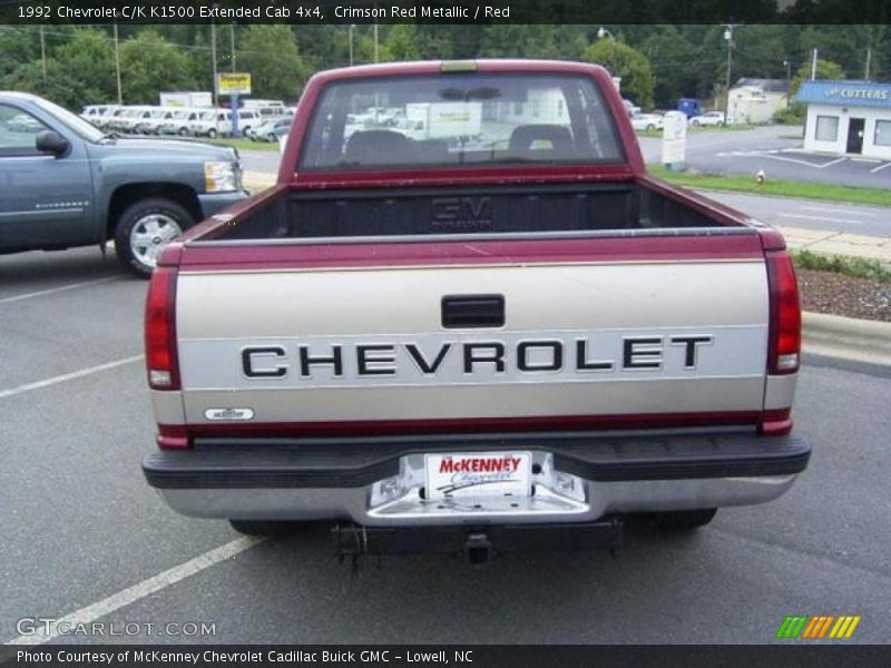 Crimson Red Metallic / Red 1992 Chevrolet C/K K1500 Extended Cab 4x4