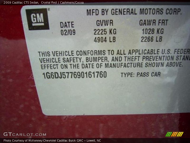 Crystal Red / Cashmere/Cocoa 2009 Cadillac CTS Sedan