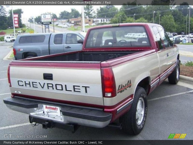 Crimson Red Metallic / Red 1992 Chevrolet C/K K1500 Extended Cab 4x4