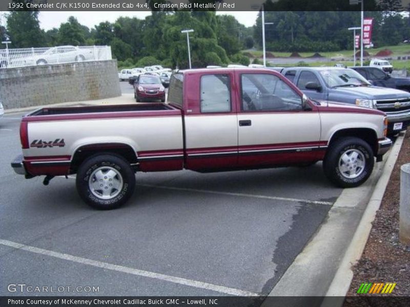 Crimson Red Metallic / Red 1992 Chevrolet C/K K1500 Extended Cab 4x4