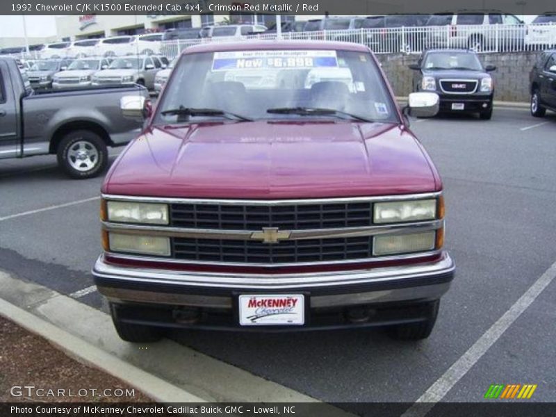 Crimson Red Metallic / Red 1992 Chevrolet C/K K1500 Extended Cab 4x4