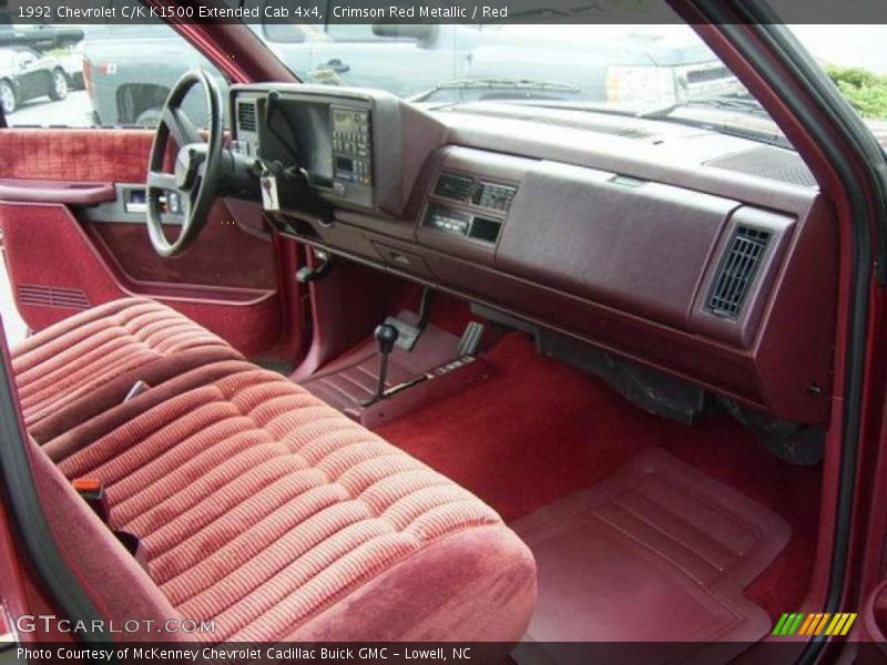 Crimson Red Metallic / Red 1992 Chevrolet C/K K1500 Extended Cab 4x4