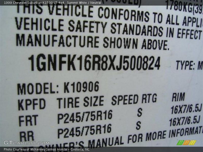 Summit White / Neutral 1999 Chevrolet Suburban K1500 LT 4x4
