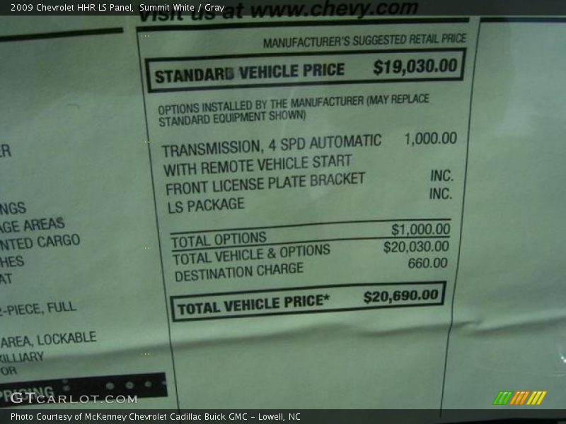 Summit White / Gray 2009 Chevrolet HHR LS Panel