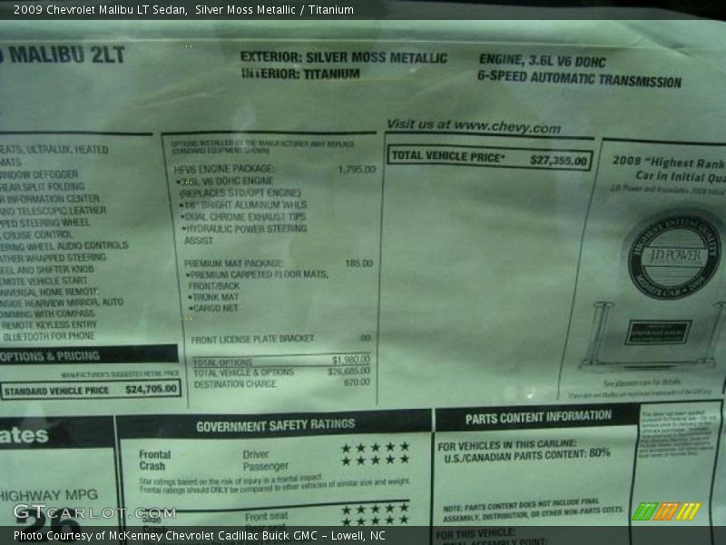 Silver Moss Metallic / Titanium 2009 Chevrolet Malibu LT Sedan