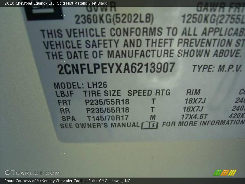 Gold Mist Metallic / Jet Black 2010 Chevrolet Equinox LT