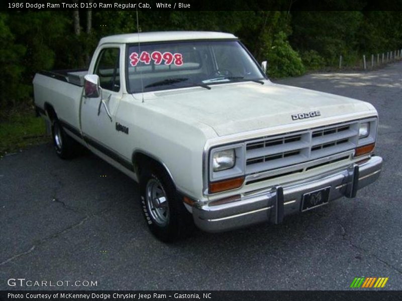 White / Blue 1986 Dodge Ram Truck D150 Ram Regular Cab