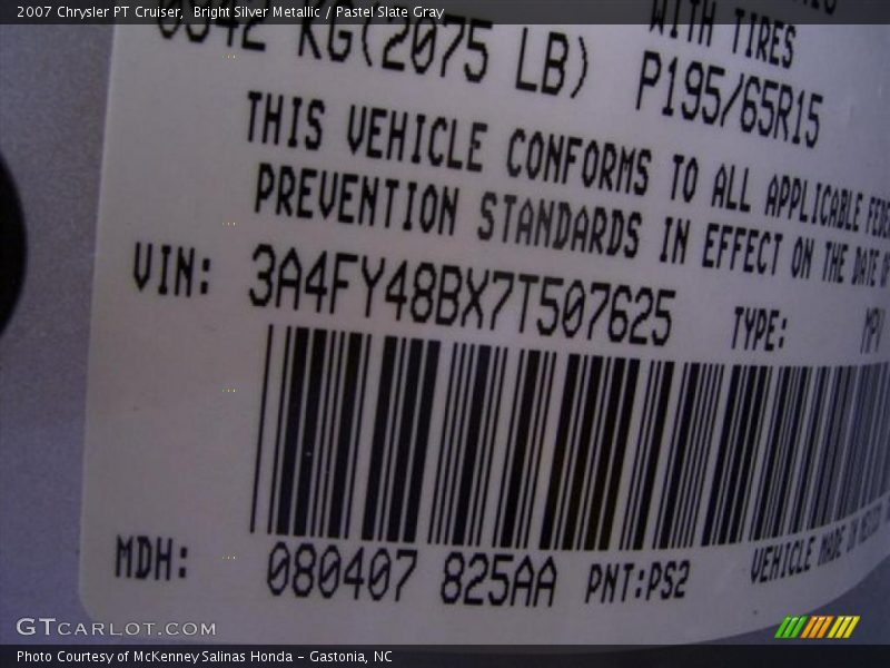 Bright Silver Metallic / Pastel Slate Gray 2007 Chrysler PT Cruiser