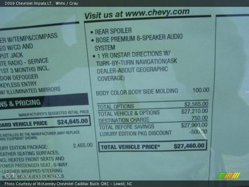 White / Gray 2009 Chevrolet Impala LT