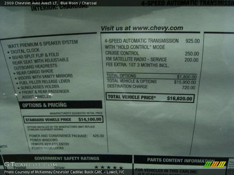 Blue Moon / Charcoal 2009 Chevrolet Aveo Aveo5 LT