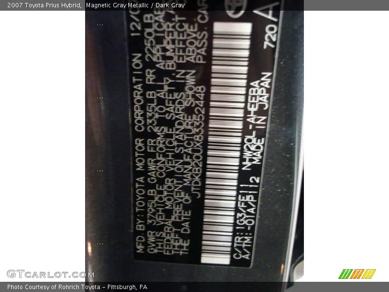 Magnetic Gray Metallic / Dark Gray 2007 Toyota Prius Hybrid