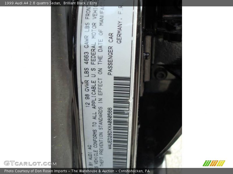 Brilliant Black / Ecru 1999 Audi A4 2.8 quattro Sedan