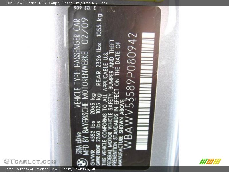 Space Grey Metallic / Black 2009 BMW 3 Series 328xi Coupe