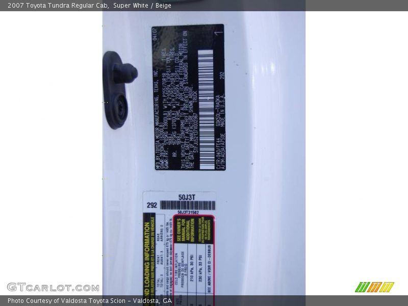 Super White / Beige 2007 Toyota Tundra Regular Cab
