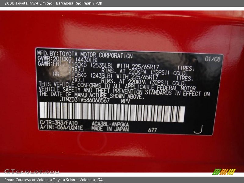 Barcelona Red Pearl / Ash 2008 Toyota RAV4 Limited
