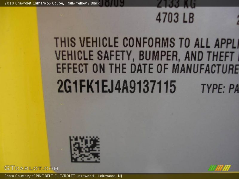 Rally Yellow / Black 2010 Chevrolet Camaro SS Coupe