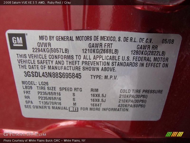 Ruby Red / Gray 2008 Saturn VUE XE 3.5 AWD