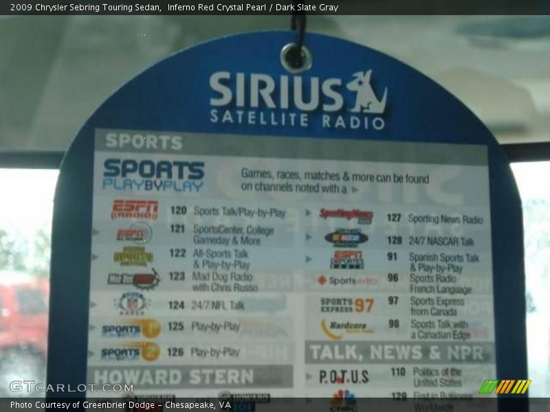 Inferno Red Crystal Pearl / Dark Slate Gray 2009 Chrysler Sebring Touring Sedan