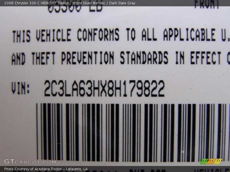 Bright Silver Metallic / Dark Slate Gray 2008 Chrysler 300 C HEMI SRT Design