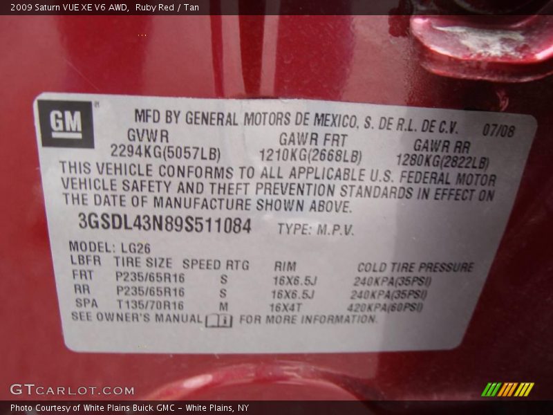 Ruby Red / Tan 2009 Saturn VUE XE V6 AWD
