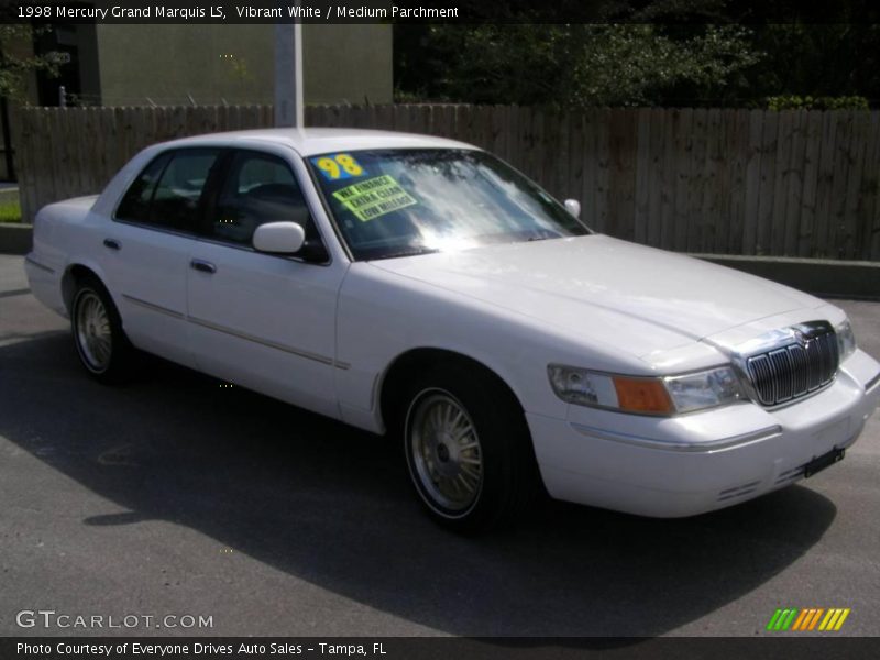 Vibrant White / Medium Parchment 1998 Mercury Grand Marquis LS