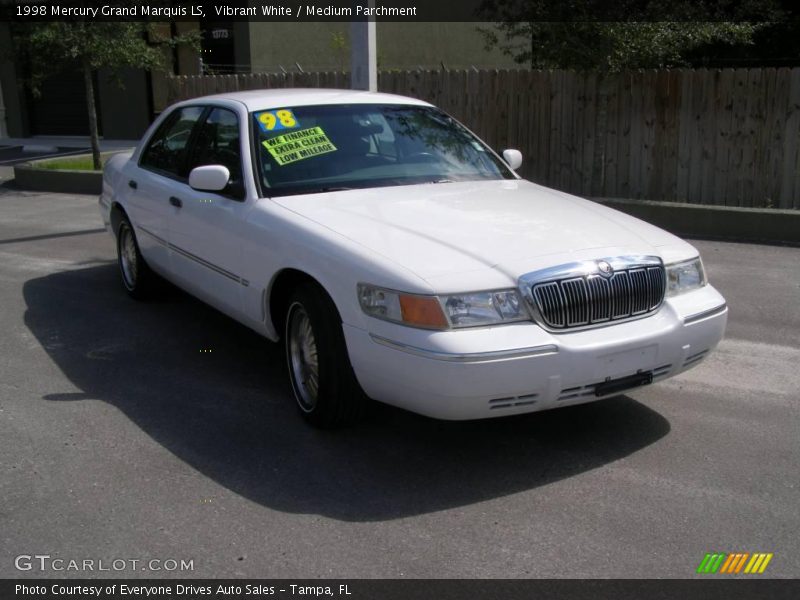 Vibrant White / Medium Parchment 1998 Mercury Grand Marquis LS