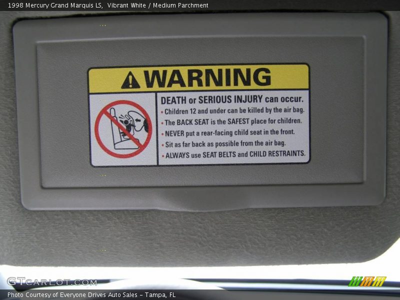 Vibrant White / Medium Parchment 1998 Mercury Grand Marquis LS