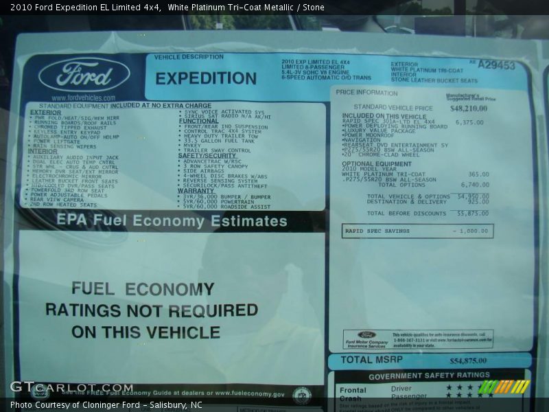 White Platinum Tri-Coat Metallic / Stone 2010 Ford Expedition EL Limited 4x4