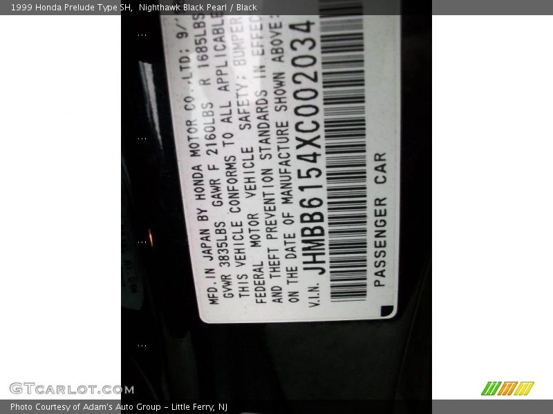 Nighthawk Black Pearl / Black 1999 Honda Prelude Type SH