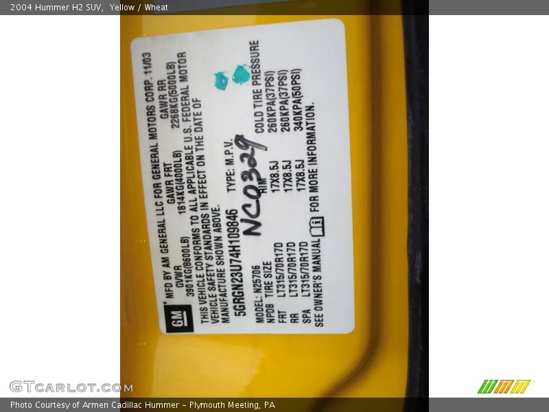 Yellow / Wheat 2004 Hummer H2 SUV