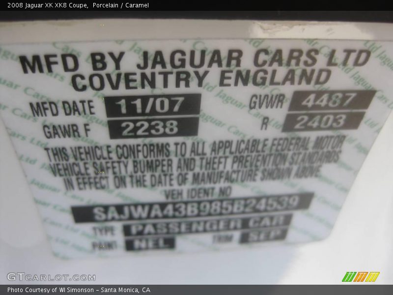 Porcelain / Caramel 2008 Jaguar XK XK8 Coupe