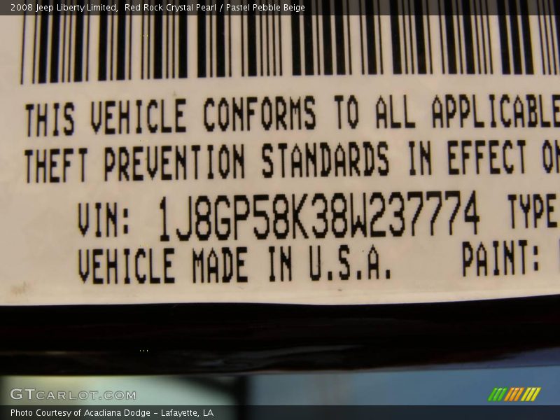 Red Rock Crystal Pearl / Pastel Pebble Beige 2008 Jeep Liberty Limited