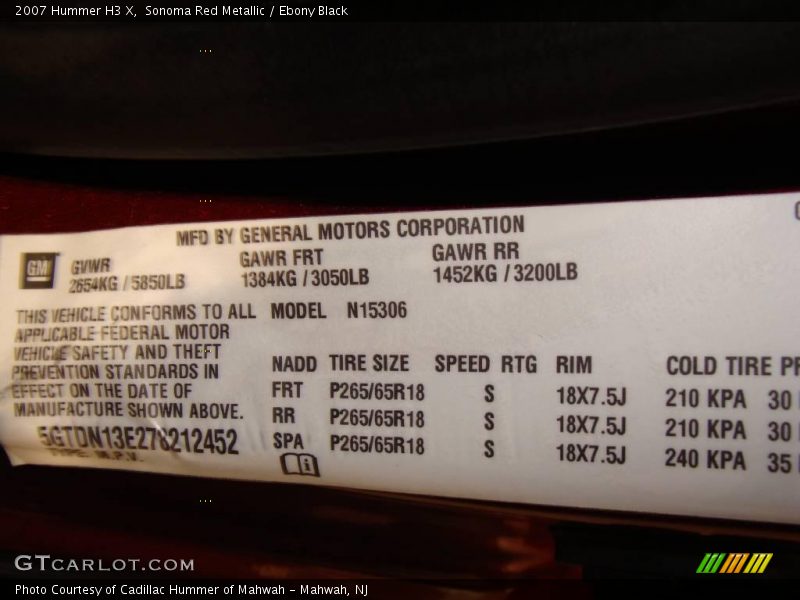Sonoma Red Metallic / Ebony Black 2007 Hummer H3 X