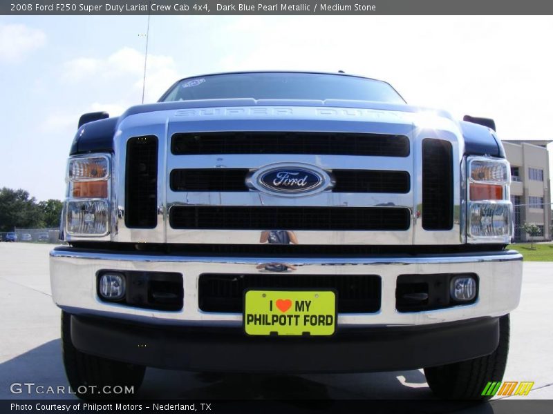 Dark Blue Pearl Metallic / Medium Stone 2008 Ford F250 Super Duty Lariat Crew Cab 4x4