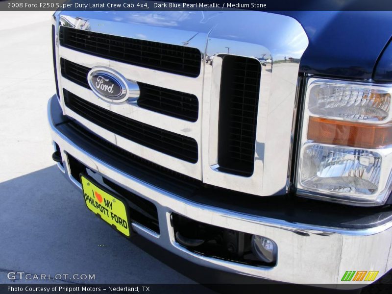 Dark Blue Pearl Metallic / Medium Stone 2008 Ford F250 Super Duty Lariat Crew Cab 4x4