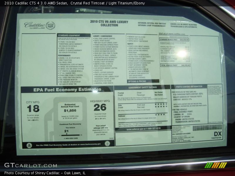 Crystal Red Tintcoat / Light Titanium/Ebony 2010 Cadillac CTS 4 3.0 AWD Sedan