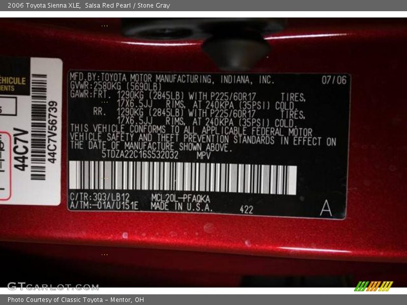 Salsa Red Pearl / Stone Gray 2006 Toyota Sienna XLE