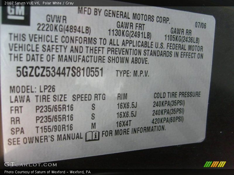 Polar White / Gray 2007 Saturn VUE V6