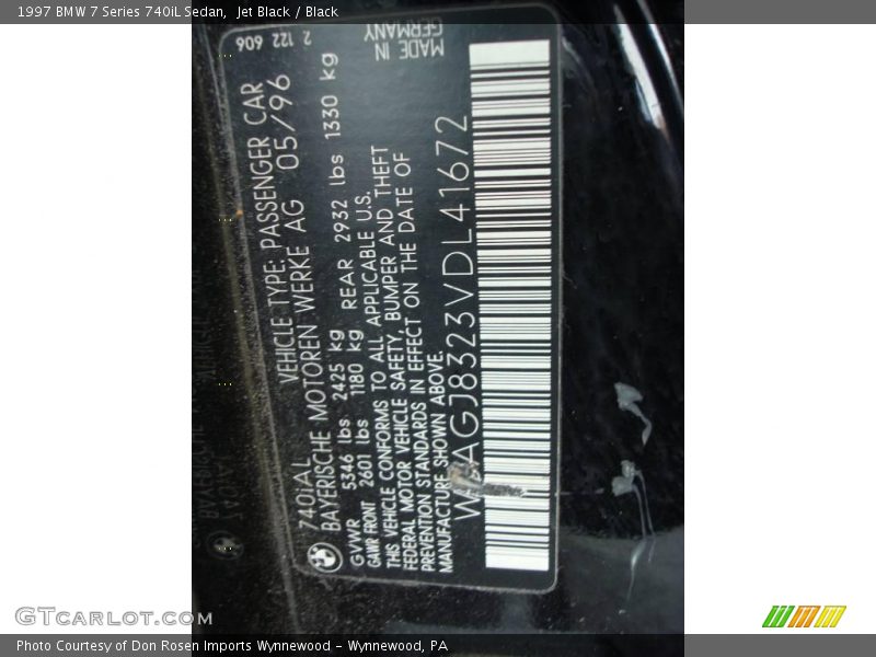 Jet Black / Black 1997 BMW 7 Series 740iL Sedan