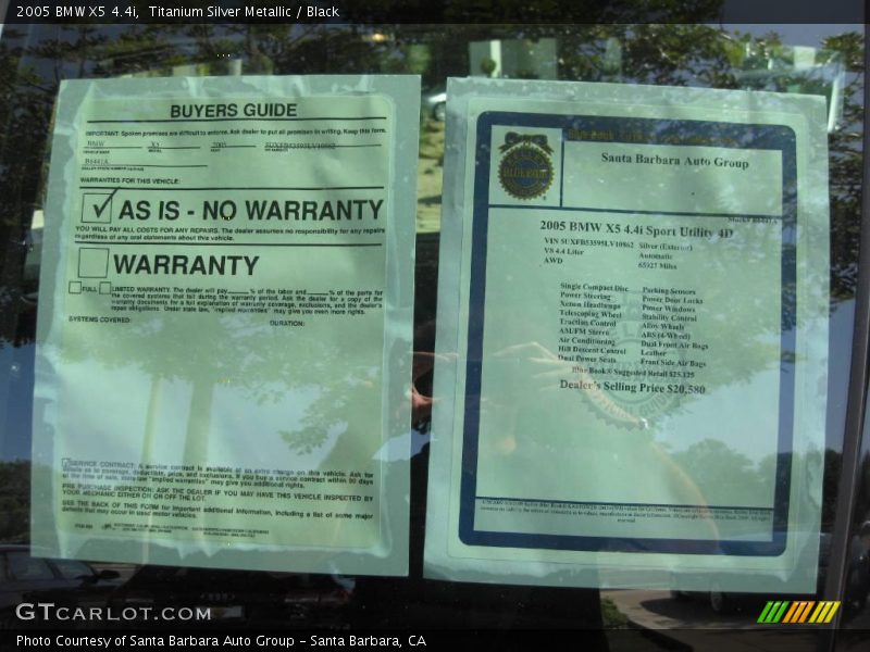Titanium Silver Metallic / Black 2005 BMW X5 4.4i