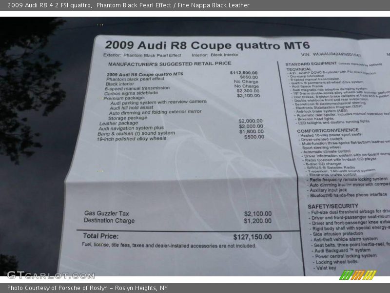 Phantom Black Pearl Effect / Fine Nappa Black Leather 2009 Audi R8 4.2 FSI quattro