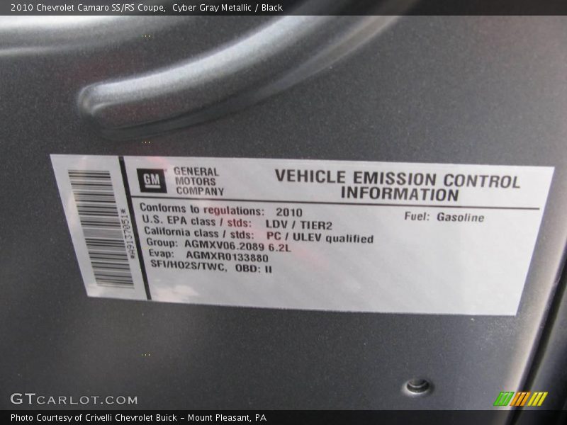 Cyber Gray Metallic / Black 2010 Chevrolet Camaro SS/RS Coupe