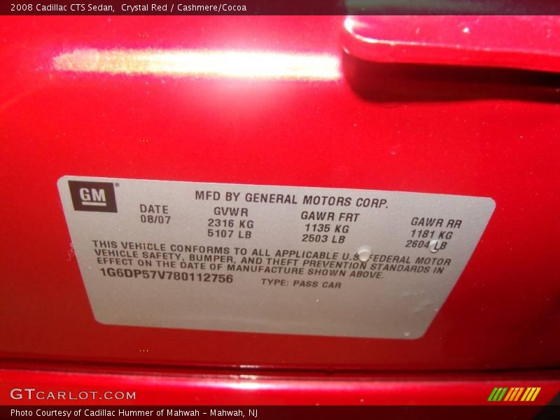 Crystal Red / Cashmere/Cocoa 2008 Cadillac CTS Sedan