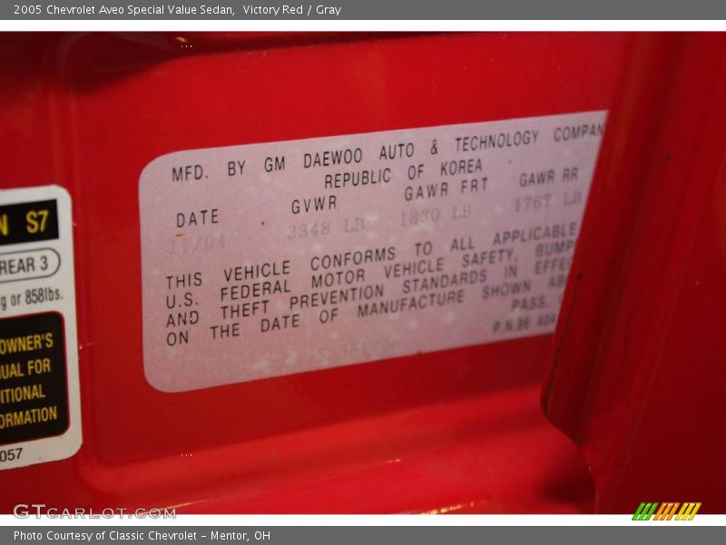 Victory Red / Gray 2005 Chevrolet Aveo Special Value Sedan